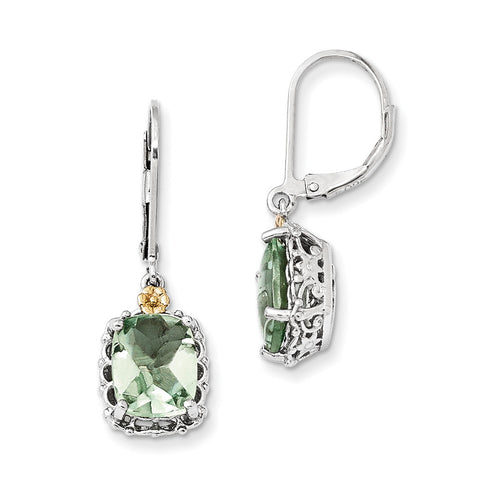 Sterling Silver w/14k Green Quartz Earrings QTC896 - shirin-diamonds