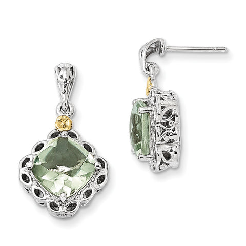 Sterling Silver w/14k Green Quartz Earrings QTC902 - shirin-diamonds