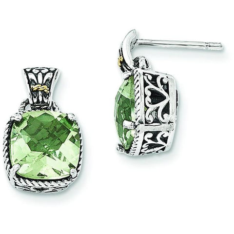 Sterling Silver w/14k Green Quartz Earrings QTC907 - shirin-diamonds
