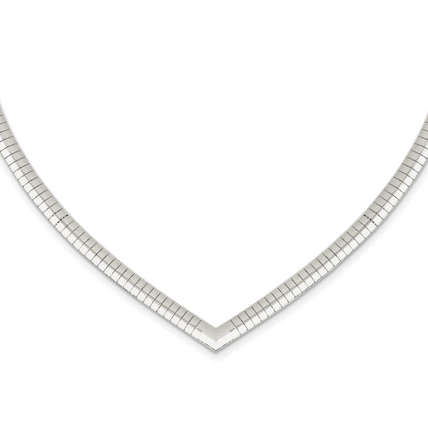 Sterling Silver 4mm Cubetto V-shaped Necklace QUF41 - shirin-diamonds