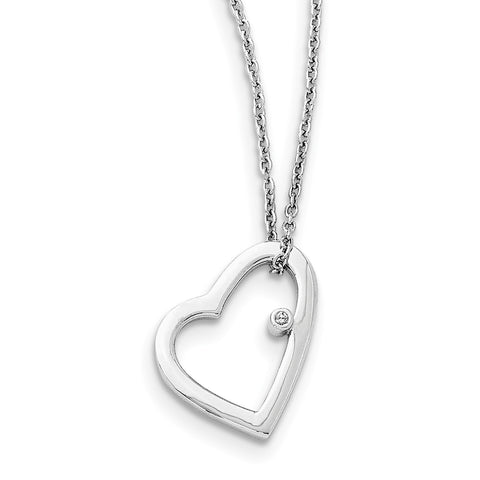 SS White Ice .01ct Diamond Heart Necklace QW154 - shirin-diamonds