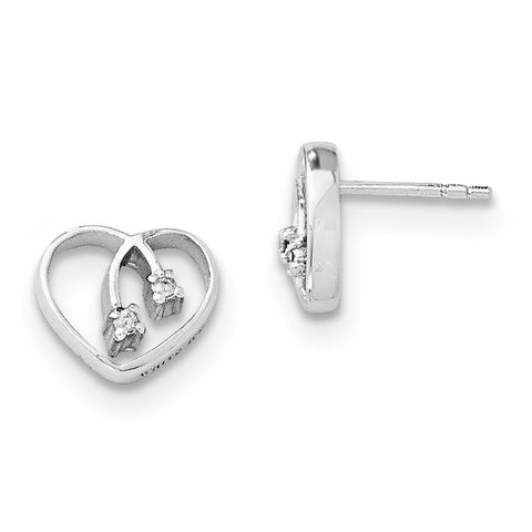 SS White Ice .04ct Diamond Heart Earrings QW158 - shirin-diamonds