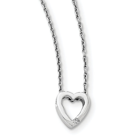 SS White Ice .02ct Diamond Heart Necklace QW161 - shirin-diamonds