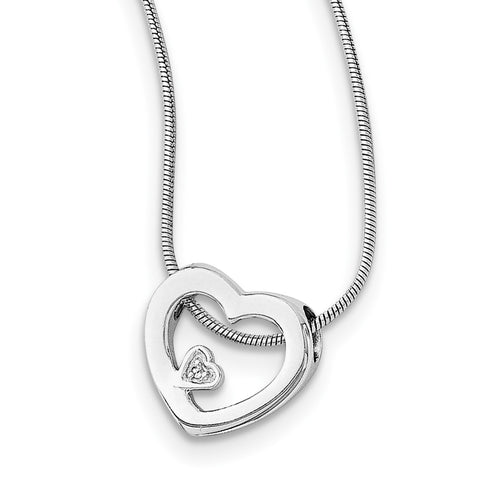 SS White Ice .03ct Diamond Heart Necklace QW170 - shirin-diamonds