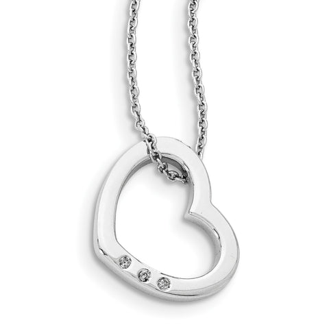 SS White Ice .03ct. Diamond Heart Necklace QW174 - shirin-diamonds