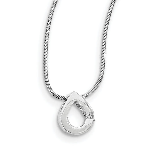 SS White Ice .02ct. Diamond Necklace QW213 - shirin-diamonds
