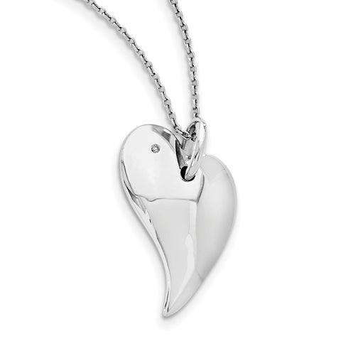 SS White Ice .01ct. Diamond Heart Necklace QW268 - shirin-diamonds