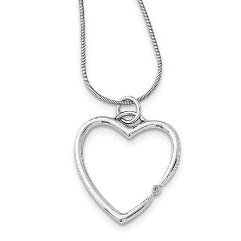 SS White Ice .01ct. Diamond Heart Necklace QW270 - shirin-diamonds