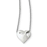 SS White Ice .01ct. Diamond Heart Necklace QW289 - shirin-diamonds