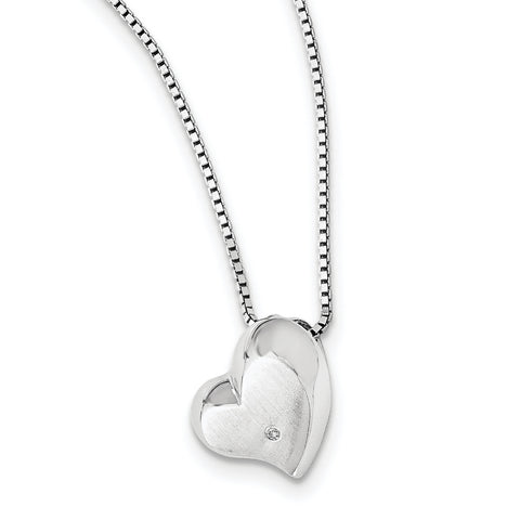 SS White Ice Diamond Heart Necklace QW304 - shirin-diamonds