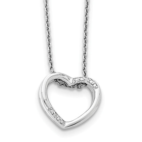 SS White Ice Diamond Heart Necklace QW312 - shirin-diamonds