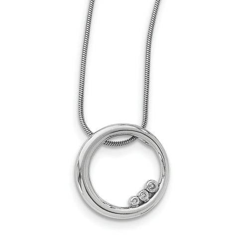 SS White Ice Diamond Single RIng Necklace QW313 - shirin-diamonds