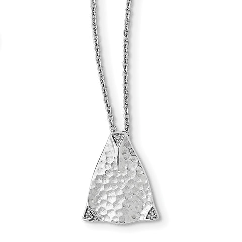 SS White Ice Textured Triangle Diamond Necklace QW330 - shirin-diamonds