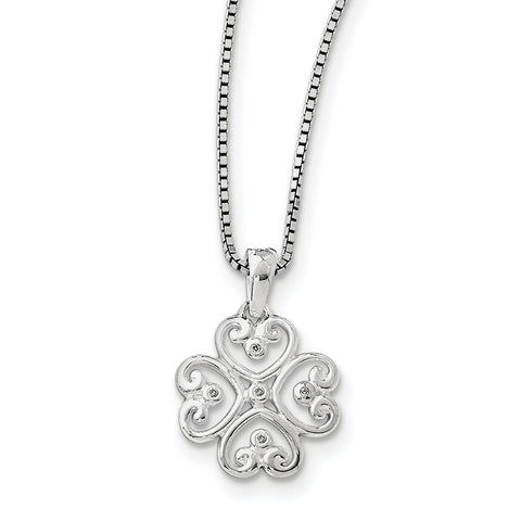 SS White Ice .01 Diamond Heart Necklace QW337 - shirin-diamonds
