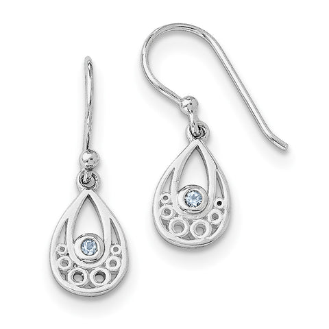 SS White Ice w/ Blue Topaz Shepherd Hook Earrings QW340 - shirin-diamonds