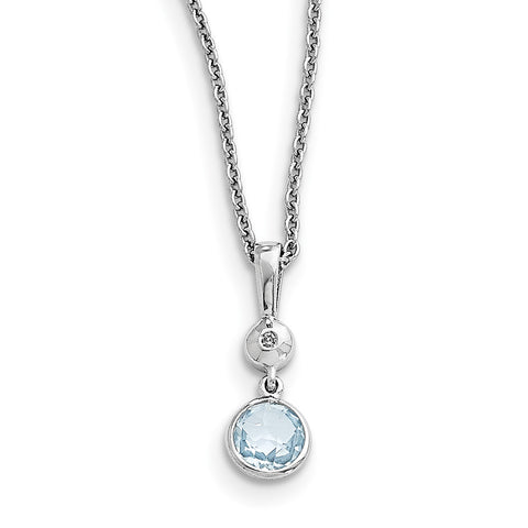 SS White Ice Blue Topaz and Diamond Necklace QW359 - shirin-diamonds