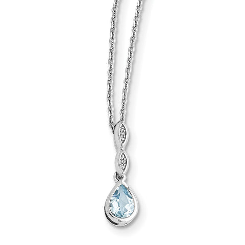 SS White Ice Blue Topaz and .01 ct Diamond Necklace QW369 - shirin-diamonds