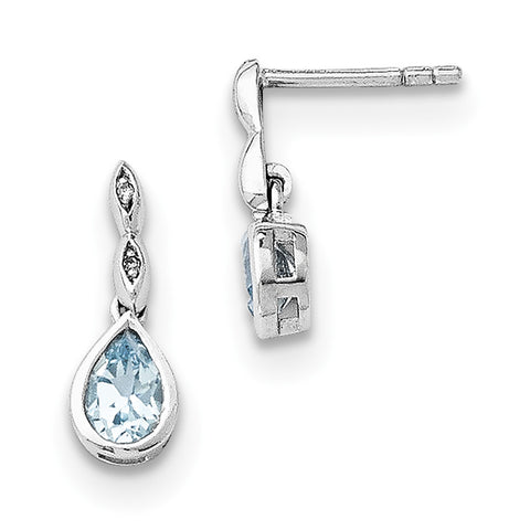 SS White Ice Blue Topaz and .01 ct Diamond Post Earrings QW370 - shirin-diamonds
