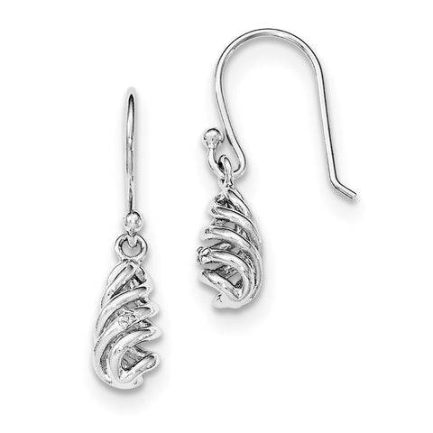 SS White Ice Diamond Spiral Dangle Earrings QW395 - shirin-diamonds