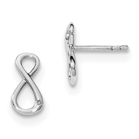 SS White Ice Diamond Infinity Symbol Post Earrings QW396 - shirin-diamonds