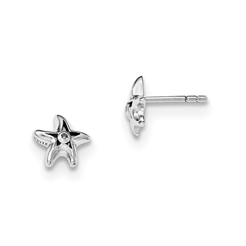 SS White Ice Diamond Starfish Post Earrings QW411 - shirin-diamonds