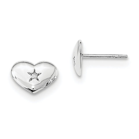 SS White Ice Diamond Heart Post Earrings QW423 - shirin-diamonds