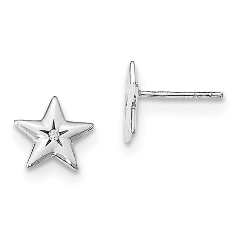 SS White Ice Diamond Star Post Earrings QW424 - shirin-diamonds