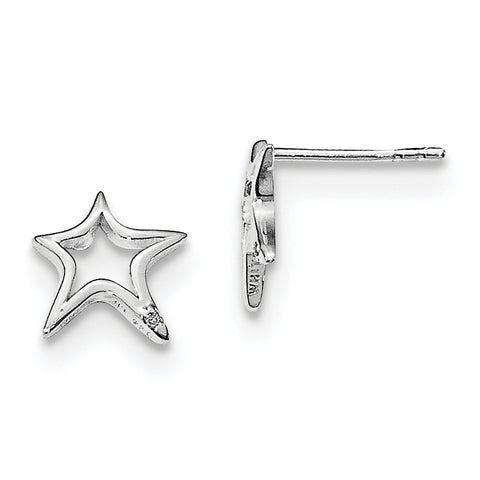 SS White Ice Diamond Star Post Earrings QW430 - shirin-diamonds
