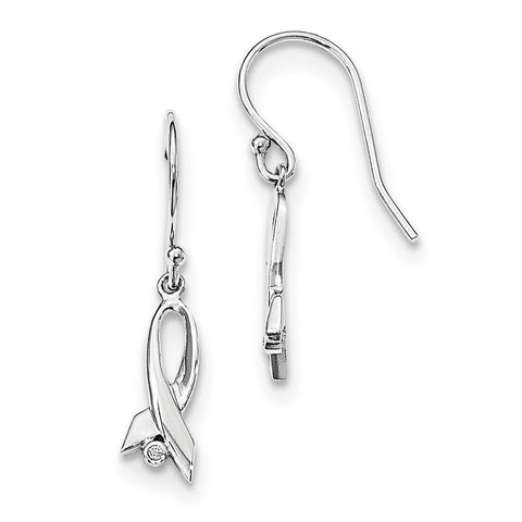 SS White Ice Diamond Ribbon Dangle Earrings QW431 - shirin-diamonds