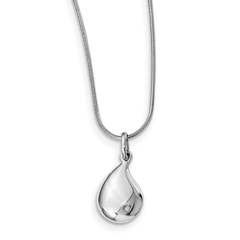 SS White Ice Diamond Teardrop Necklace QW433 - shirin-diamonds