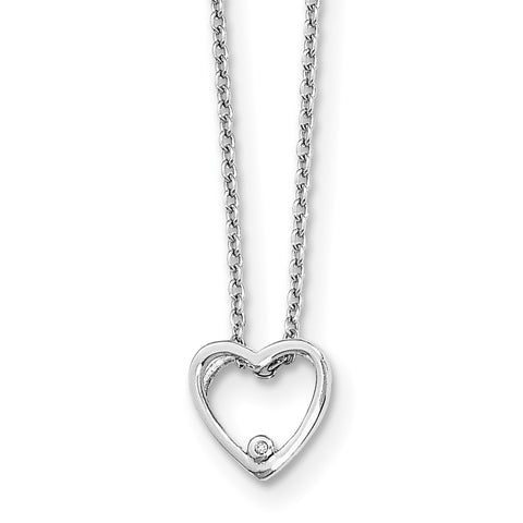 SS White Ice Diamond Heart Necklace QW435 - shirin-diamonds