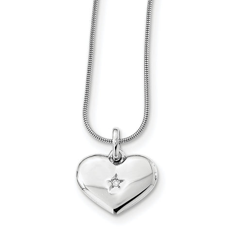 SS White Ice Diamond Heart Necklace QW436 - shirin-diamonds