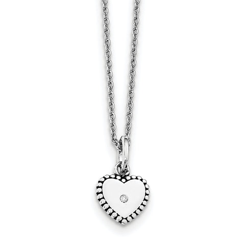 SS White Ice Diamond Heart Necklace QW437 - shirin-diamonds