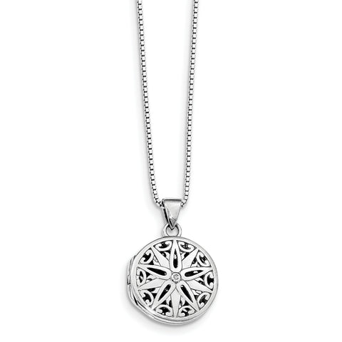 SS White Ice Diamond Star Locket Necklace QW440 - shirin-diamonds