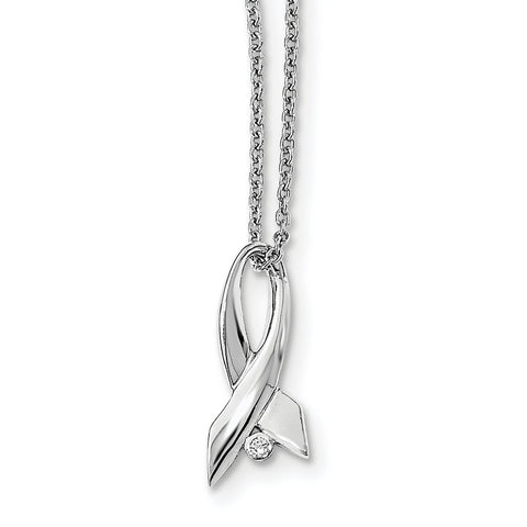 SS White Ice Diamond Ribbon Necklace QW442 - shirin-diamonds