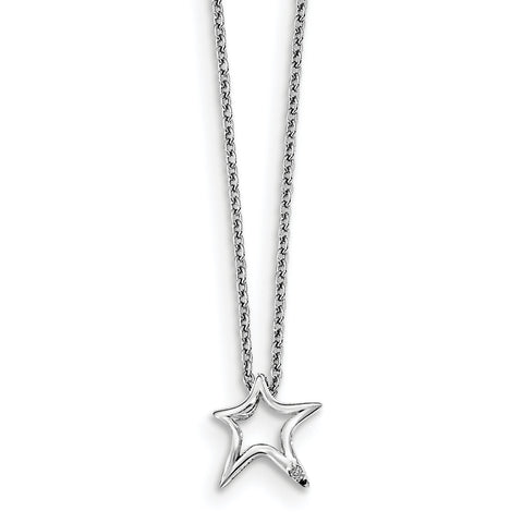 SS White Ice Diamond Star Necklace QW443 - shirin-diamonds