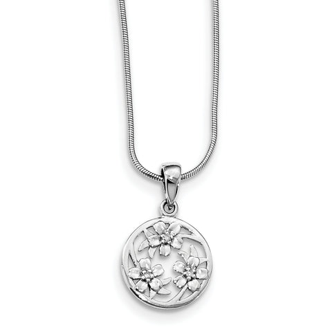SS White Ice Diamond Flower Necklace QW449 - shirin-diamonds