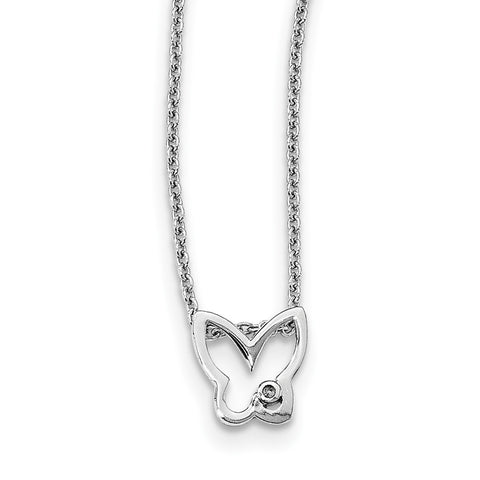 SS White Ice Diamond Butterfly Necklace QW451 - shirin-diamonds