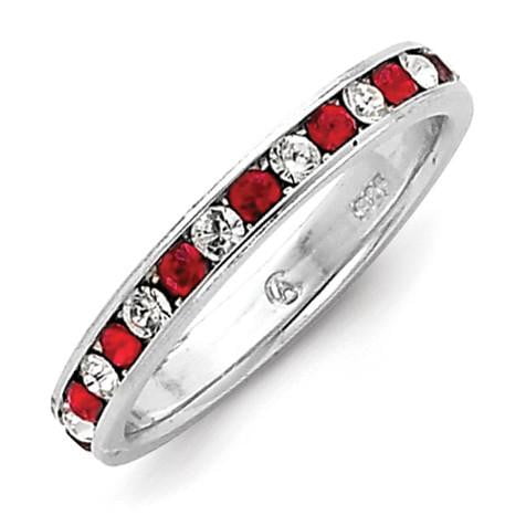 Sterling Silver Red & White CZ Eternity Band - shirin-diamonds