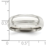 SS 6mm Polished Fancy Band Size 7.5