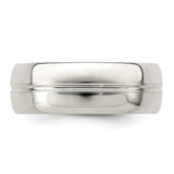 SS 7mm Polished Fancy Band Size 8