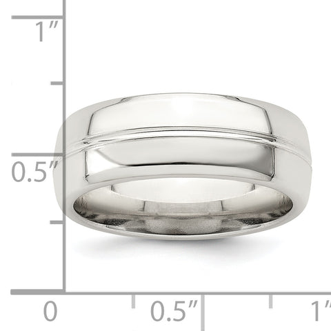 SS 7mm Polished Fancy Band Size 8
