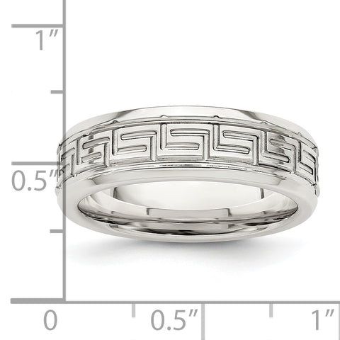 SS 6mm Polished Fancy Band Size 9.5