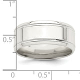 SS 8mm Polished Fancy Band Size 10.5