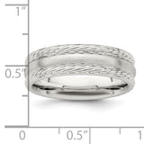 SS 6mm Brushed Fancy Band Size 13.5