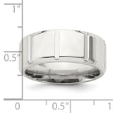 SS 8mm Polished Fancy Band Size 13