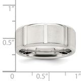 SS 8mm Brushed Fancy Band Size 7