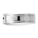 Sterling Silver Rhodium-plated 6mm Enamel Fancy Band Size 10