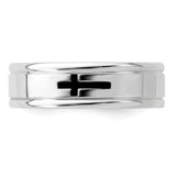 Sterling Silver Rhodium-plated 6mm Enamel Fancy Band Size 11