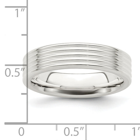 SS 5mm Polished Fancy Band Size 12
